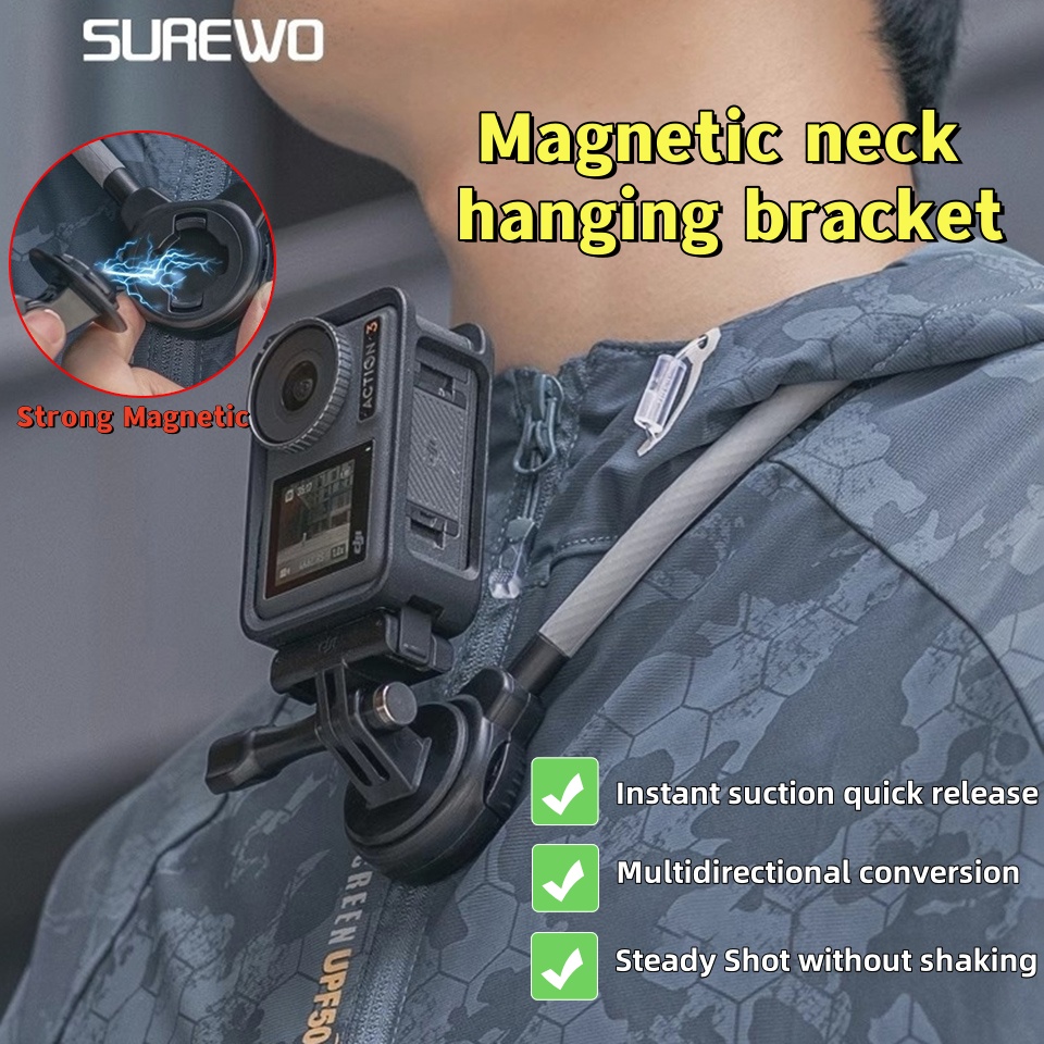 Gopro Action Camera Hero 11 Black - SUREWO Magnetische Quick Release Neck Mount