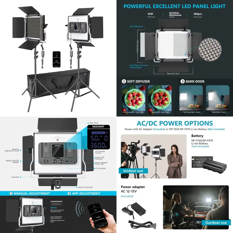 Photography Lighting Kit Neewer - Fotografie Video Verlichtingsset 3200K-5600K CRI 97+