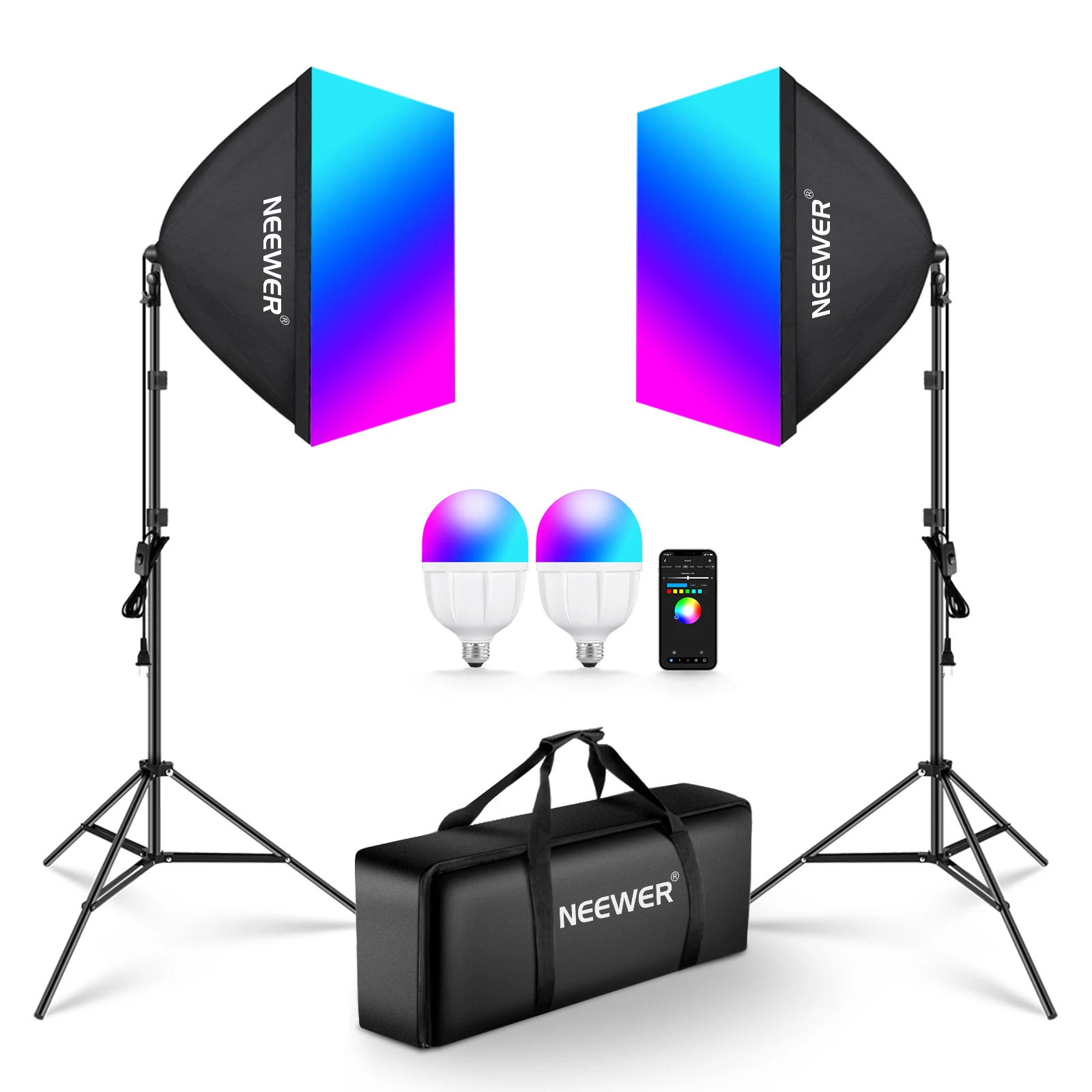 Photography Lighting Kit Neewer - NEEWER RGB Softbox Verlichtingsset met App-besturing