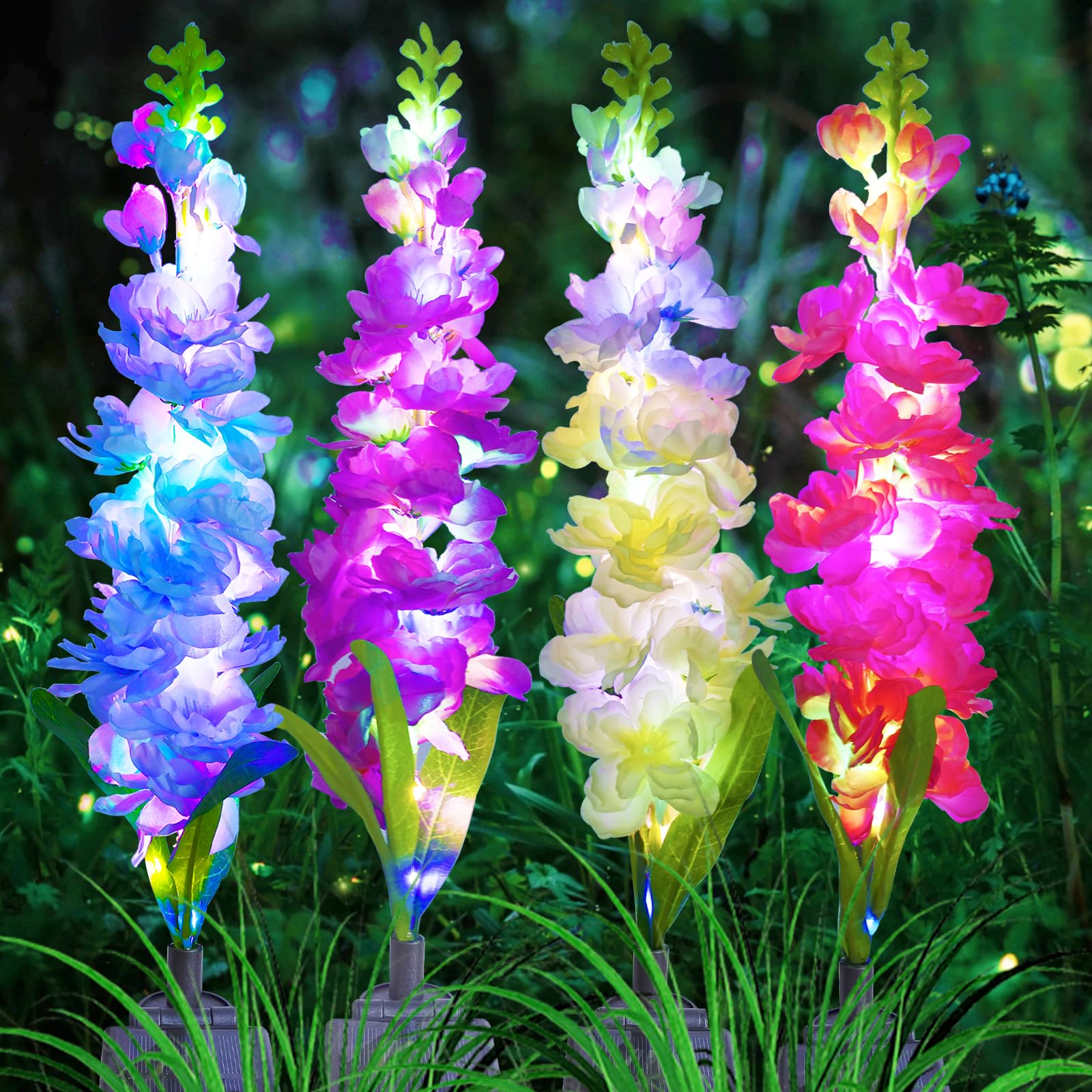 Flower Photography Led Lighting Pack - Solar tuinverlichting, Solar Delphinium bloemenverlichting 4-pack