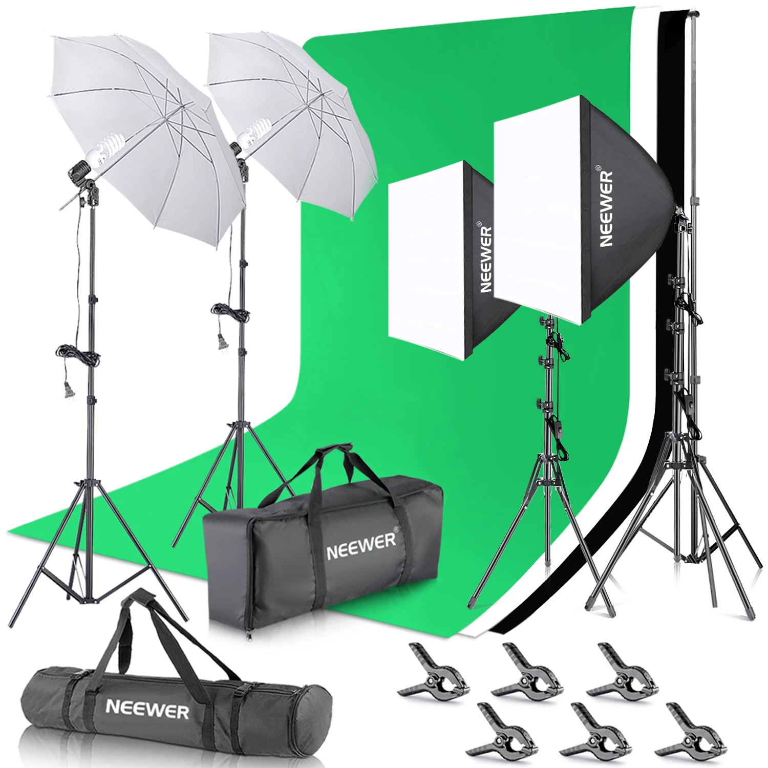 Photography Lighting Kit Neewer - NEEWER Fotografieverlichtingsset met achtergronden, 8,5ftx10ft achtergrondstandaard,