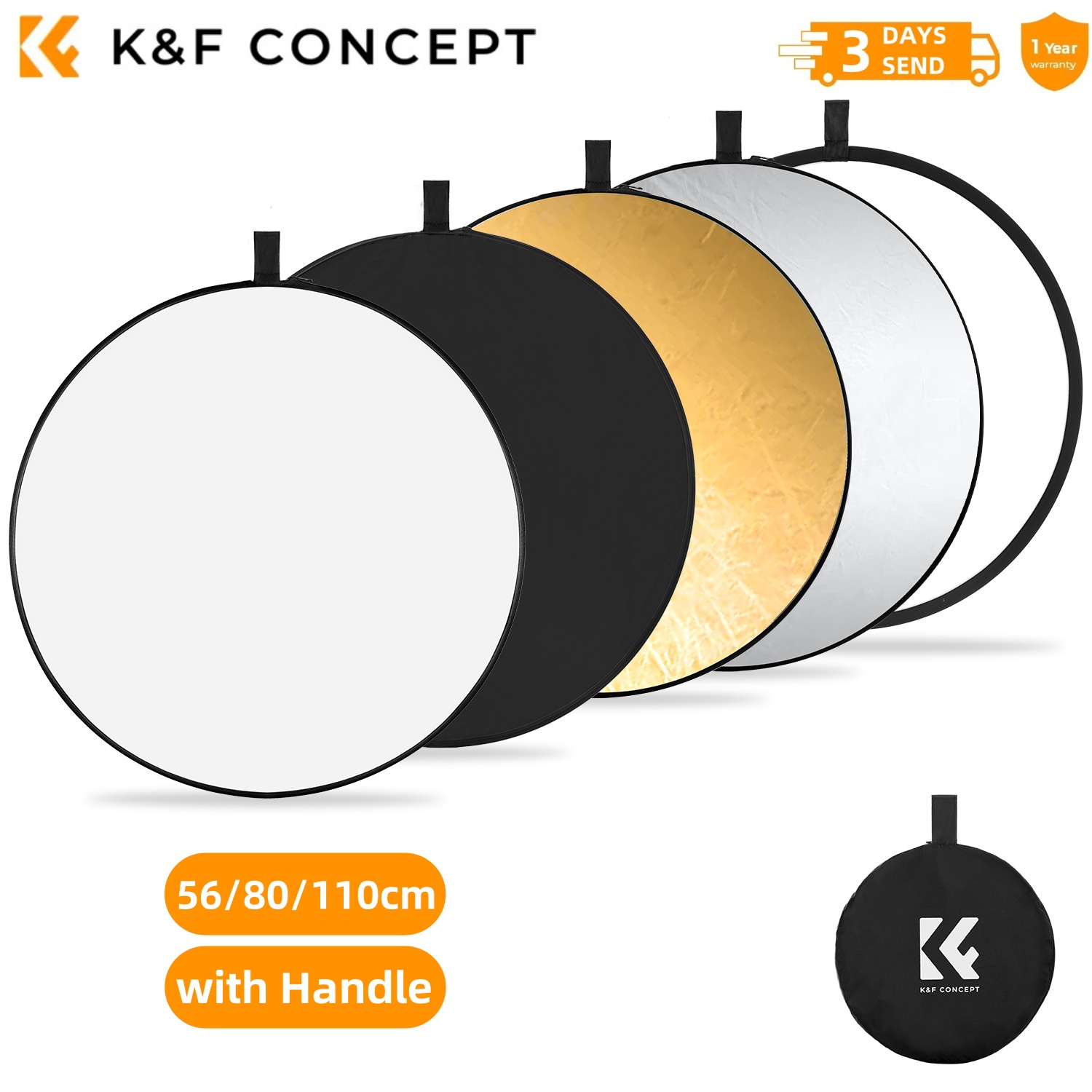 Photography Lighting Reflectors - K&F CONCEPT 56/80/110cm 5-in-1 Fotografie Lichtblokkerende