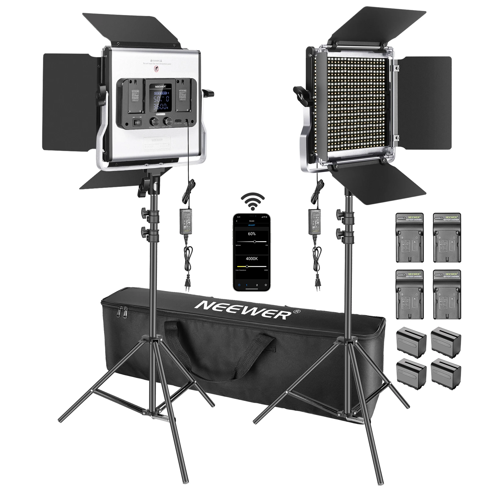 Photography Lighting Kit Neewer - Neewer 2-pack 660 LED-videolampen met APP-bediening,