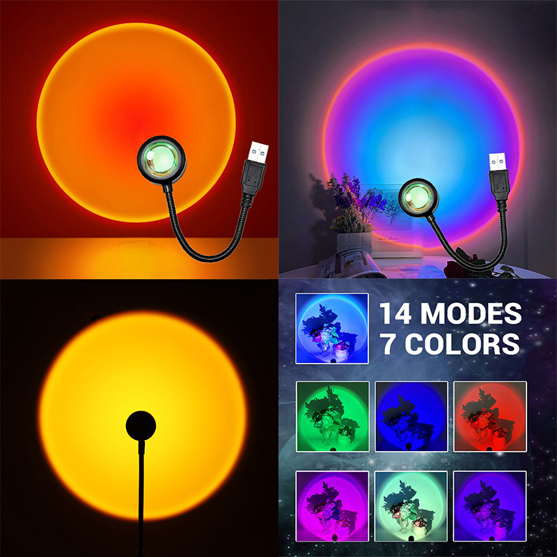 Photography Lighting Mood - ZK40 LED zonsonderganglamp nachtlampjes USB-projector verjaardagsfeestje