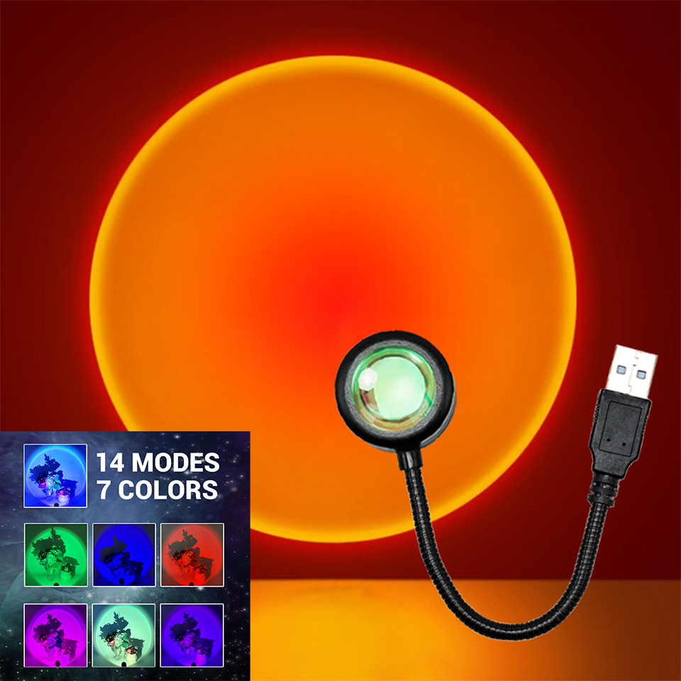 Photography Lighting Mood - Led Zonsonderganglamp Nachtlampjes Usb Projector Verjaardagsfeest
