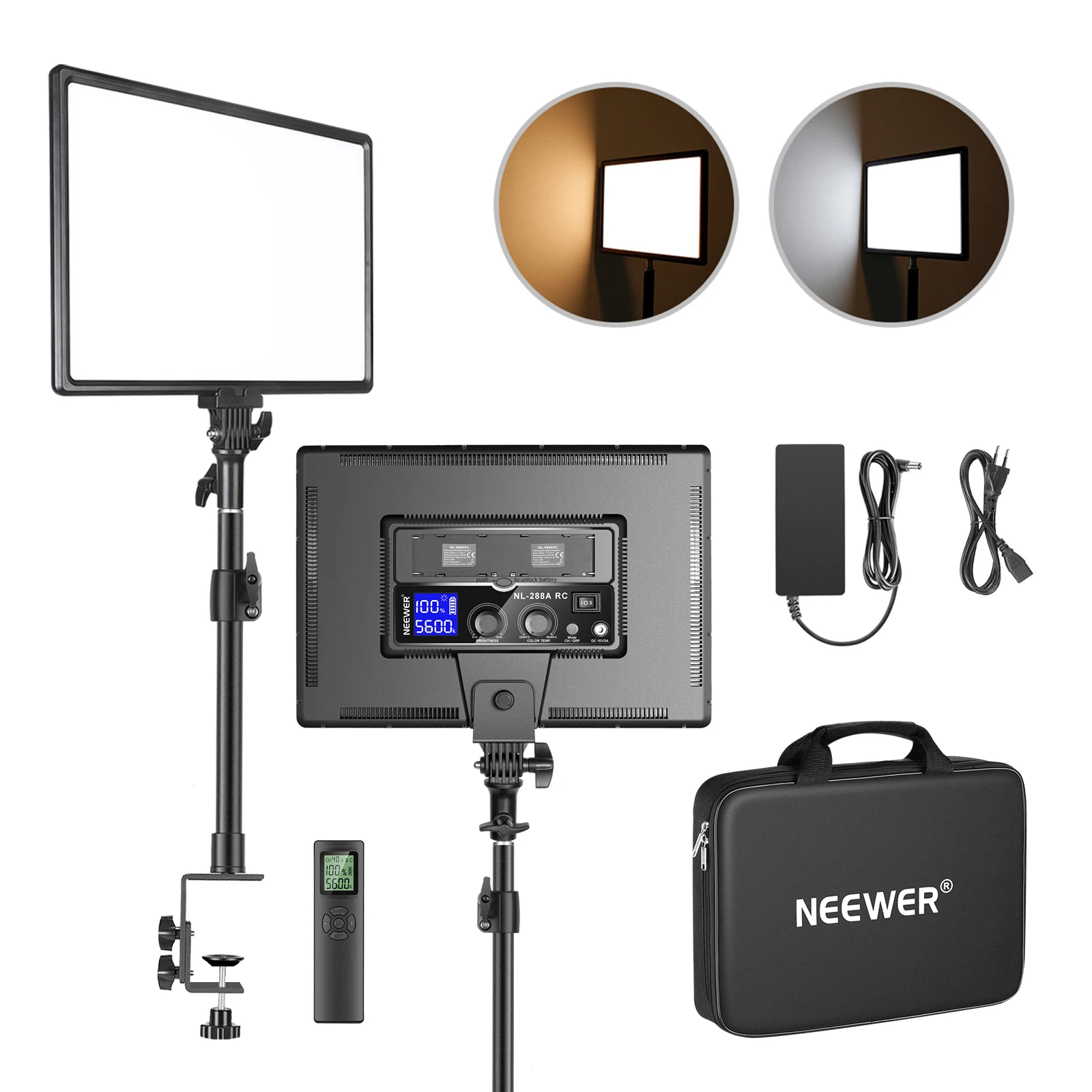Photography Lighting Kit Neewer - Neewer Bureaulamp LED Videolamp met Afstandsbediening: