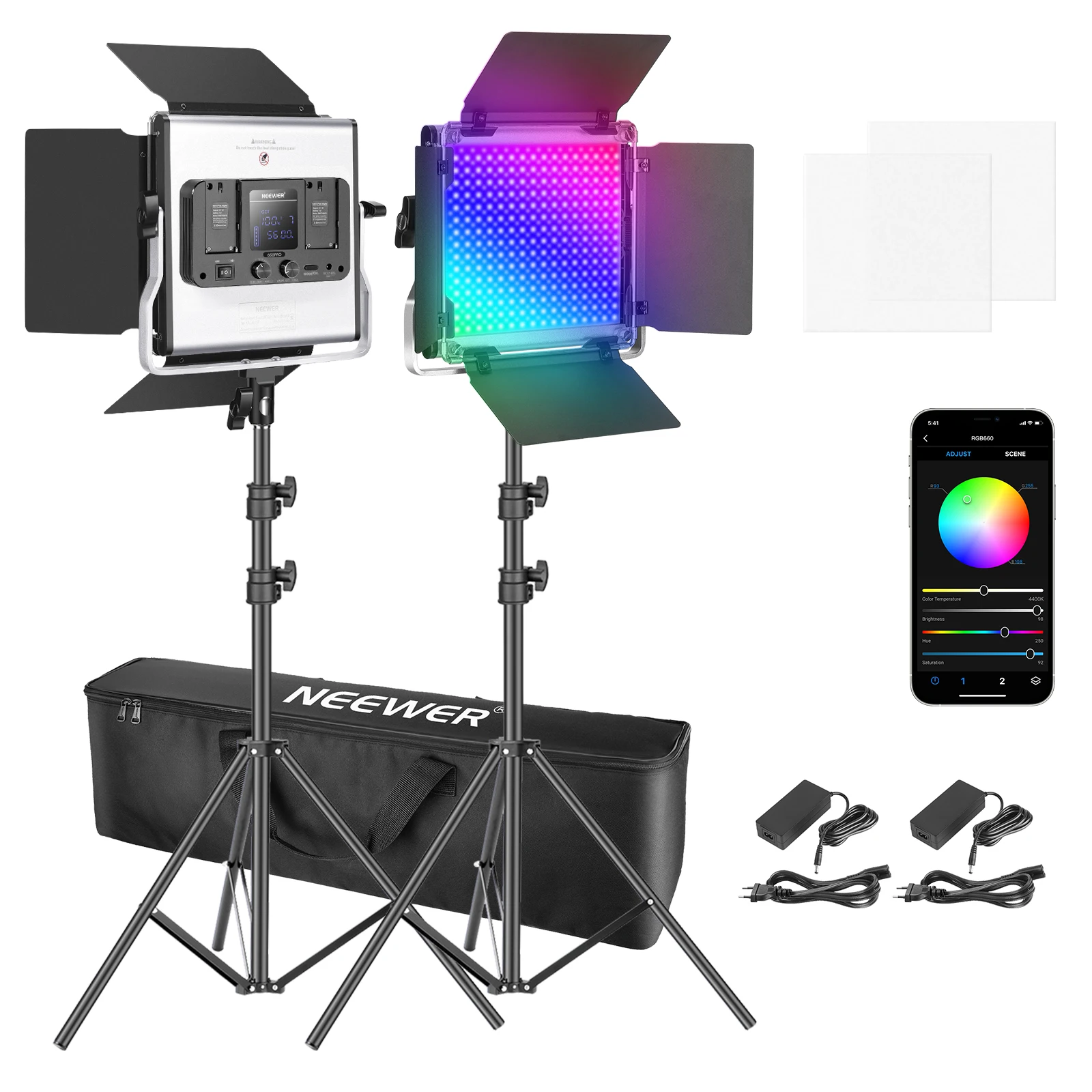 Neewer 660 RGB LED-lamp met AP - Photography Lighting Kit Neewer recensie en prijs