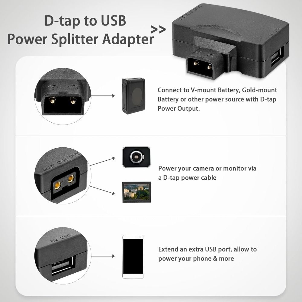 11V-17V D Tap naar USB-adapter - V Mount Battery recensie en prijs